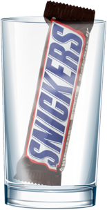 Snickers bar in glass